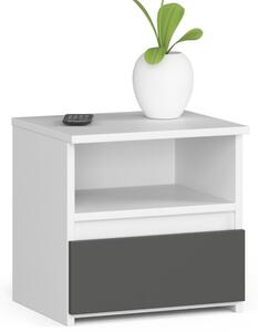 Ak furniture Noční stolek CL1 bílý/grafitově šedý
