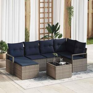 Maison Exclusive – Sedacia súprava, 7 kusov, sivá [syntetický materiál]: Polyratan