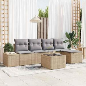 Maison Exclusive – Sedacia súprava, 6 kusov, béžová [syntetický materiál]: Polyratan