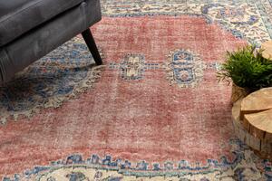 Ručne tkaný vlnený koberec Vintage 10488 rám / ornament, modrý / červený