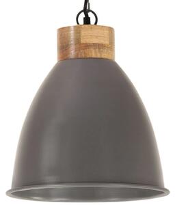 Industriálna závesná lampa sivá železo a masívne drevo 35 cm E27