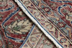 Ručne tkaný vlnený koberec Vintage 10532 rám / ornament, bordový / modrý