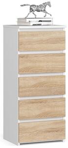 Ak furniture Komoda CL5 40 x 92 cm so zásuvkami biela/dub sonoma