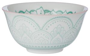 ORNAMENTS Miska 520 ml - biela/zelená