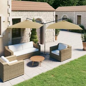Maison Exclusive – dvojitý slnečník s oceľovou tyčou 600 x 300 cm, farba taupe