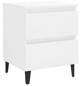 Nočný stolík, lesklý biely 40x35x50 cm, kompozitné drevo