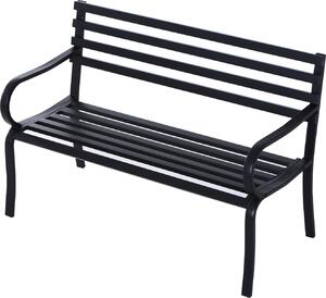 Outsunny záhradná lavica lavička kovový záhradný nábytok 2-miestny čierny 2 moduly (model 2)