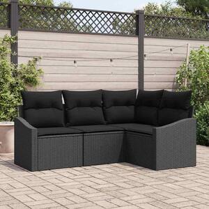 Maison Exclusive – Sedacia súprava, 4 kusy, čierna [syntetický materiál]: Polyratan