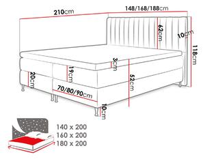 Boxspringová posteľ 140x200 CANDICE - béžová + topper ZDARMA