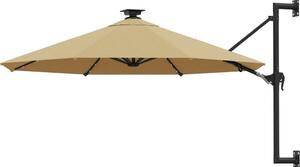Maison Exclusive – Slnečník na montáž na stenu s LED diódami, 300 cm, farba taupe