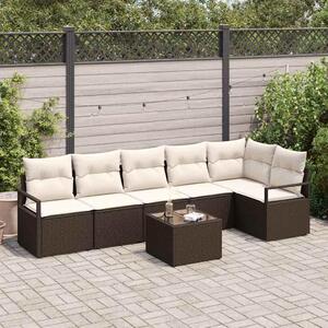 Maison Exclusive – Sedacia súprava, 7 kusov, hnedá [syntetický materiál]: polyratan