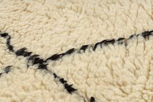 Ručne tkaný vlnený koberec BERBER MR2091 Beni Mrirt berber kosoštvorce, béžový / čierny