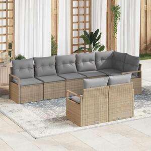 Maison Exclusive – Sedacia súprava, 8 kusov, béžová [syntetický materiál]: Polyratan