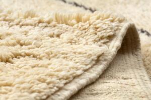Ručne tkaný vlnený koberec BERBER BJ1124 Boujaad berber Boho, béžový / čierny