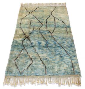 Ručne tkaný vlnený koberec BERBER MR4270 Beni Mrirt berber abstraktný, béžový / modrý