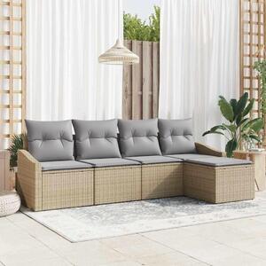Maison Exclusive – Sedacia súprava, 5 kusov, béžová [syntetický materiál]: Polyratan