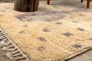 Ručne tkaný vlnený koberec BERBER BJ1127 Boujaad berber kosoštvorce / bodky, béžový / sivý
