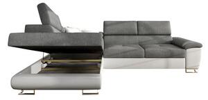 Rozkladacia sedačka s úložným priestorom SAN DIEGO - čierna ekokoža / šedá, ľavý roh