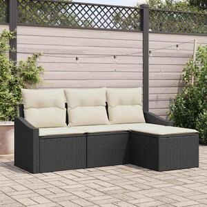 Maison Exclusive – Sedacia súprava, 4 kusy, čierna [syntetický materiál]: Polyratan