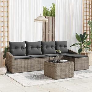 Maison Exclusive – Sedacia súprava, 6 kusov, sivá [syntetický materiál]: Polyratan