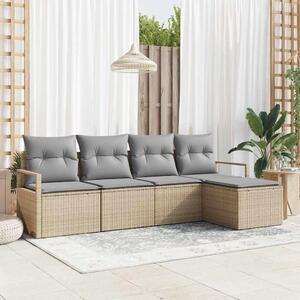 Maison Exclusive – Sedacia súprava, 5 kusov, béžová [syntetický materiál]: Polyratan