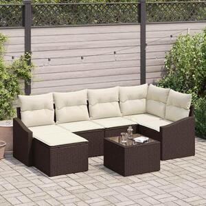 Maison Exclusive – Sedacia súprava, 7 kusov, hnedá [syntetický materiál]: polyratan