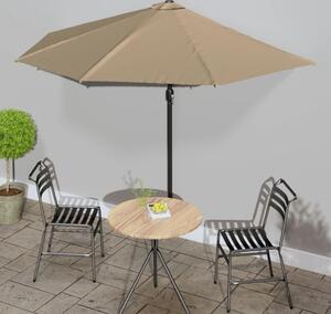 Maison Exclusive – slnečník na balkón s hliníkovým stožiarom Taupe 300 x 155 cm, polkruhový