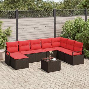 Maison Exclusive – Sedacia súprava, 9 kusov, hnedá [syntetický materiál]: polyratan