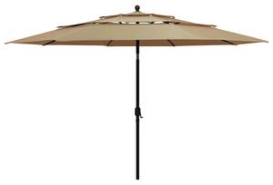 Maison Exclusive – slnečník s hliníkovým stĺpom, 3-vrstvový, farba taupe, 3,5 m