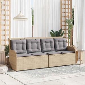 Maison Exclusive - Záhradná lavička s vankúšmi Béžová a sivá Poly-rattan