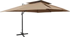 Maison Exclusive – závesný slnečník s ventiláciou 400 x 300 cm, farba taupe
