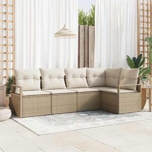 Maison Exclusive – Sedacia súprava, 5 kusov, béžová [syntetický materiál]: Polyratan