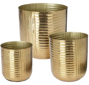 KOVOVÝ KVETINÁČ GOLDEN SADA 3KS 24X22 CM+21X19 CM+16X16 CM ZLATÁ