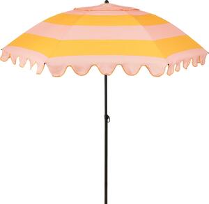 Mica Decorations Naklápací slnečník s pruhovaným vzorom – tyčový slnečník 238 x Ø195 cm – ochrana pred slnkom na záhrade alebo balkóne – polyester, oceľ – ružová, oranžová