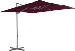 Maison Exclusive – závesný slnečník s oceľovým stĺpom, 250 × 250 cm, bordová farba