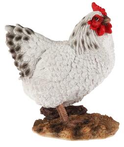 Záhradná figúrka z polyresínu Chicken, 19 cm, biela