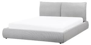 Posteľ sivá polyester látkové čalúnenie 160 x 200 cm lamelový rošt hrubé čalúnené čelo postele moderný štýl spálňa