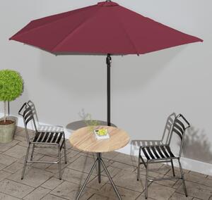 Maison Exclusive – Balkónový slnečník s hliníkovou tyčou, bordová farba, 300 × 155 × 223 cm, polkruhový