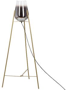 Stojaca lampa zlatá kovová oceľový podstavec sklenené tienidlo moderný glamour štýl obývačka spálňa