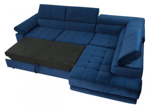 Rohová rozkladacia sedačka s úložným priestorom OKLAHOMA - modrá, pravý roh