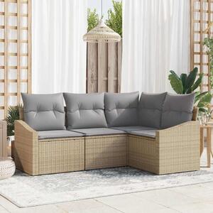 Maison Exclusive – Sedacia súprava, 4 kusy, béžová [syntetický materiál]: Polyratan