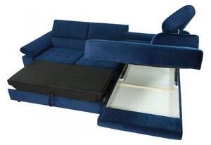 Rohová rozkladacia sedačka s úložným priestorom OKLAHOMA - modrá, ľavý roh