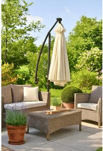 Extralink Black Forest Garden Umbrella with Side Panels, Large 3m Beige Cantilever, Konzolový terasový slnečník, hexagón, Béžová, Čierna, Polyester, Oceľ, Hliník
