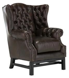 Masívne kreslo Chesterfield Kingsfield z pravej kože, hnedé – 89×79×104 cm
