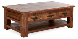 Masívny konferenčný stolík Rustic I z palisandru, lakovaný, hnedý – 120×70×45 cm