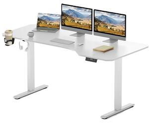 Výškovo nastaviteľný stôl QS1W-1675, rozmer 160 x 75 cm, biela farba