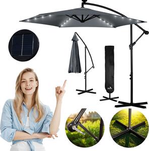 Skladací záhradný slnečník 6 segmentový 350 cm s krytom a svetlami Plonos PL-882