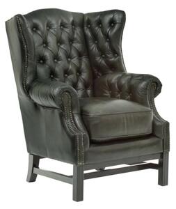 Masívne kreslo Chesterfield Kingsfield ušák z pravej kože, zelené – 89×79×104 cm