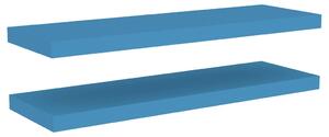Plávajúce nástenné police 2 ks modré 80x23,5x3,8 cm MDF