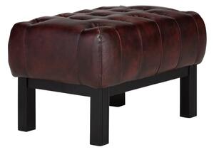 Masívny taburet Chesterfield Kingsfield z pravej kože, červený – 61×46×43 cm